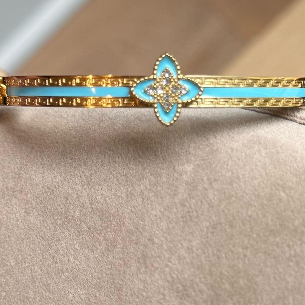 Gold and Blue Bangle Bracelet